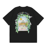 casa casablanca short-sleeved fantasy door letter logo printingstylish round neck short-sleeved t-shirt
