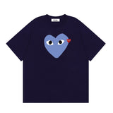 Correct version star kawakubo pla heartembroider short-sleeved pure cotton red heart peach couple t-shirt y