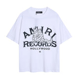Wholesale foreign trade amir washed distressed tiger head number & letter logo short sleeve t-shirt