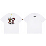 Top-tier! sanrio ou family summer bape seamless crewneck g pure cotton short-sleeve t-shirt for men