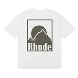 Rhude T Shirts Moon Badge Printing Cotton Casual Short Sleeve Men and Women