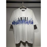 [gram] am peace dove flowing paint graffiti letter starry sky classic logo printing short sleeve couple t-shirt