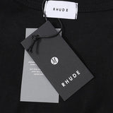 Rhude T Shirts Gothic Letter Badge Printing Cotton Casual Crew Neck Short Sleeve Men and Women