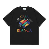 Summer collection: casa casablanca print oversized short-sleeve t-shirt - premium heavyweight cotton