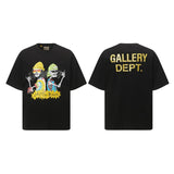 Gallery european and american couple wear plus size fried color washed short-sleeved t-shirt youth tee
