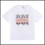 Export wholesale niche american fashion rhu flag floralsprinting double yarn pure cottoncasualloose couple short-sleeved t