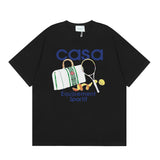 Summer collection: casa casablanca print oversized short-sleeve t-shirt - premium heavyweight cotton