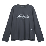 Cross-border insa washed and distressed old letter printing high street long-sleeved loose couple
