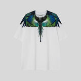 mb short-sleeved python lion head colorful feather wings t-shirt european and american loose couple