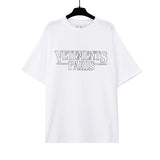 Vtm letter american style no photo printing loose washed distressed short sleeve t-shirt couple outfit