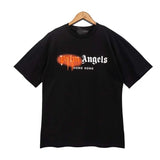 Cross-border pa spray-painted letter short-sleeved palm tree fog high street graffiti logo t