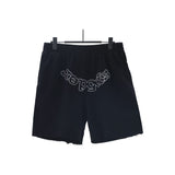 Spder hip-hop singer hotfix rhinestone foil letter print short sleeve t-shirt & rhinestone embellished shorts set (couple's style)