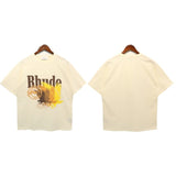 American rhu co-branded marlboro f formula traffic jam coconut tree sunset logo short-sleeved couple t