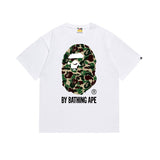 Early spring/summer camo ape head collaboration - little monkey logo print short sleeve couple's trendy tee