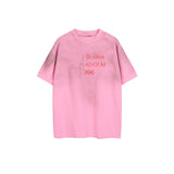 Ac letter print high street washed distressed vintage oversized short sleeve couple t-shirt