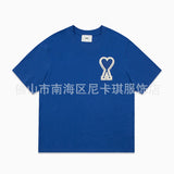 Am short-sleeve macaron color heart embroidery pure cotton loose summer fashion t-shirt crew neck top