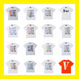 Wang yibo lne short-sleeved big v reflective hot diamond devil angel couple outfit loose