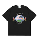 Summer collection: casa casablanca print oversized short-sleeve t-shirt - premium heavyweight cotton