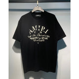 amri flow paint graffiti letter starry sky classic logo print short sleeve couple t-shirt