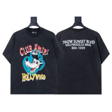 Ready to ship! summer amri high-quality, 100% cotton t-shirt with printed design and washed finish short sleeves