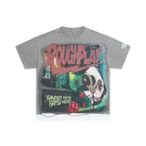 Wholesale american retro rugged play gorilla print t-shirt - distressed, ripped, faux two-piece short sleeve