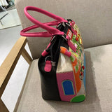 Chh Chrome Heart Leather Bag Embroidered Cartoon Shoulder Bag Crossbody Bag