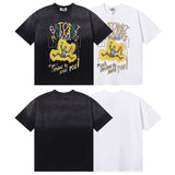 Wholesale american retrosatoshi hot diamond letters ripped washed distressedloose short sleeve t-shirt