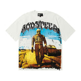 gods short-sleeved heavy weight washed fog high street rock band skull pure cottonprinting t-shirt