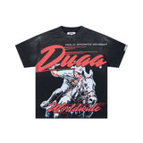 Ss street duaa retro washed and distressed hot-drilled ripped short-sleeved t-shirt