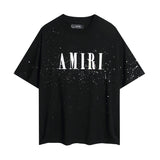 amri washed distressed tiger head number & letter logo short sleeve t-shirt