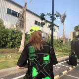 Wholesale off short sleeve ow dissolved arrow gradient starry sky splash ink t-shirt yellow tape warning line love