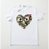 Kawakubo plaloveembroider short-sleeved pure cotton red heart eyes couple t-shirty long sleeves shirt taobao ling