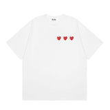 Correct version star kawakubo pla heartembroider short-sleeved pure cotton red heart peach couple t-shirt y