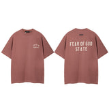 Fog icon double line essentials american high street summerloose couple short sleeve trendy heavy weight t-shirt