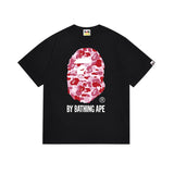 Early spring/summer camo ape head collaboration - little monkey logo print short sleeve couple's trendy tee