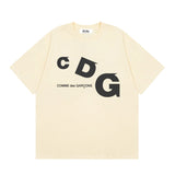 Correct version star kawakubo pla heartembroider short-sleeved pure cotton red heart peach couple t-shirt y