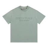 essential double line fog shorts icon laminated stereo letter round neck couple pullover