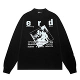 Erd melancholy rich second generation loose washed distressed pig head human face color matching hole hooded sweatshirt zipper