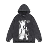 Erd melancholy rich second generation loose washed distressed pig head human face color matching hole hooded sweatshirt zipper