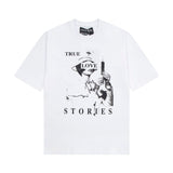 Erd rich second generation loose version american trend quiet eye printing round neck short sleeve t-shirt couple outfit