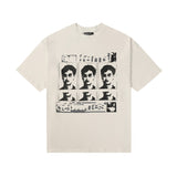 Erd melancholic rich second generation short-sleeved portrait sketch graffiti cross-border new high street loosecasual print