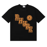 Rhude T Shirts Collegiate Cotton Casual Short Sleeve Men and Women