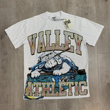 American retro valeforever washed & distressed hotfix rhinestone cotton short sleeve high street star t-shirt