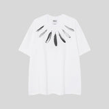 mb short-sleeved python lion head colorful feather wings t-shirt european and american loose couple