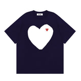 Correct version star kawakubo pla heartembroider short-sleeved pure cotton red heart peach couple t-shirt y