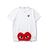 Kawakubo plaloveembroider short-sleeved pure cotton red heart eyes couple t-shirt y star style long sleeves shirt