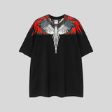 Correct version mb short-sleeved couple outfit colorful wings feather t-shirt marcelo european and american classic