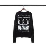 Erd melancholic rich second generation short-sleeved portrait sketch graffiti cross-border new high street loosecasual print