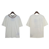 Cross-border pa spray-painted letter short-sleeved palm tree fog high street graffiti logo t