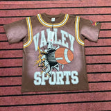 valley washed distressed printed short-sleeved hip-hop loose street t-shirt hooded